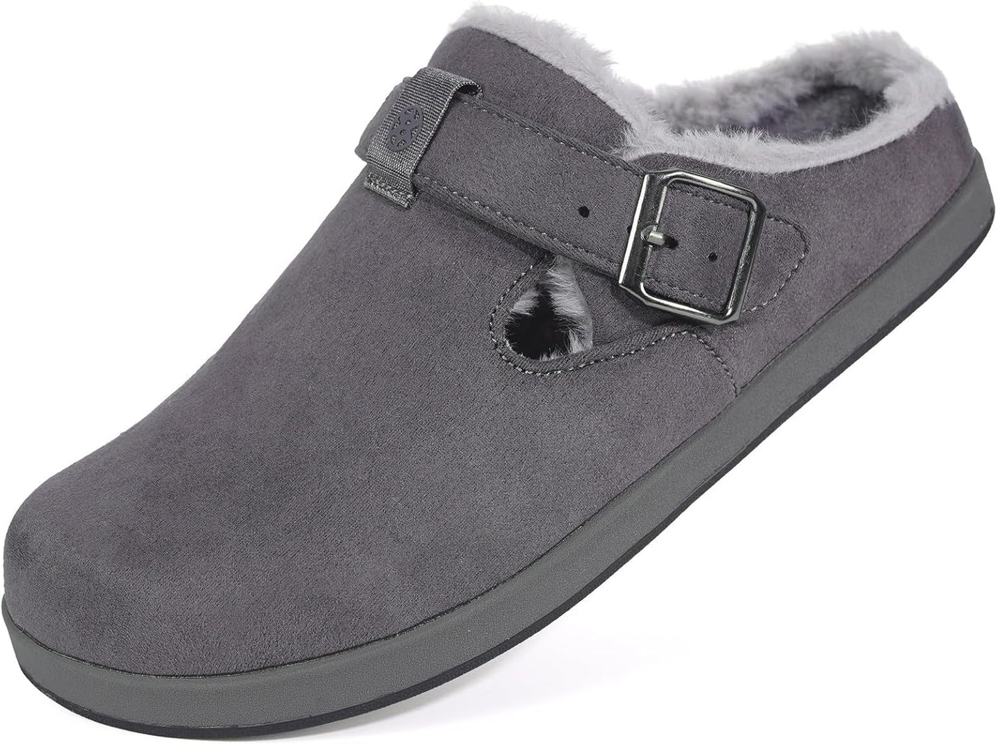 Fur Lined Clogs for Women Men Suede Winter Slippers Arch Support Slip on Mules Potato Shoes with