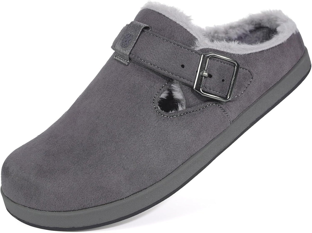Fur Lined Clogs for Women Men Suede Winter Slippers Arch Support Slip on Mules Potato Shoes with