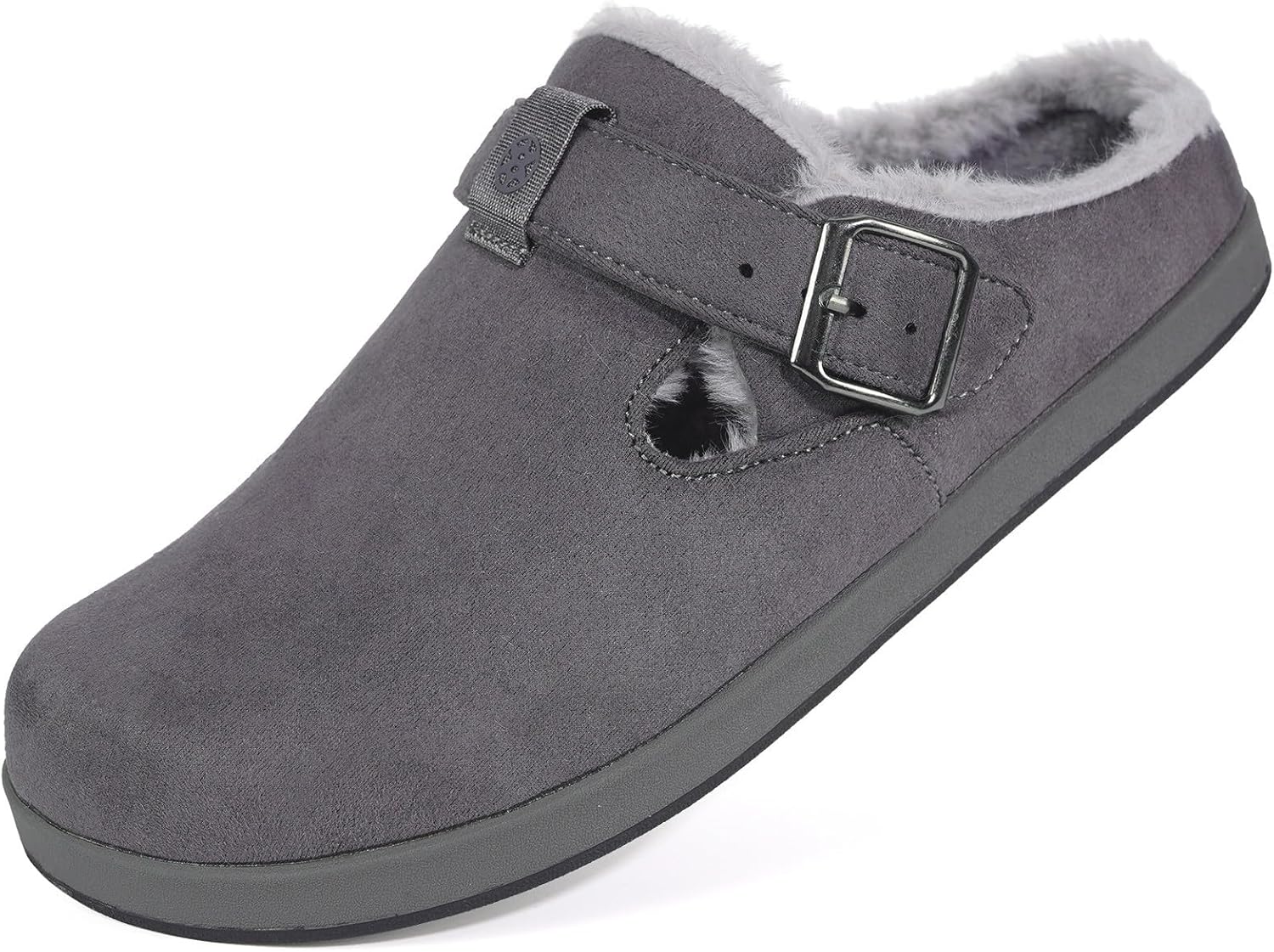 Fur Lined Clogs for Women Men Suede Winter Slippers Arch Support Slip on Mules Potato Shoes with
