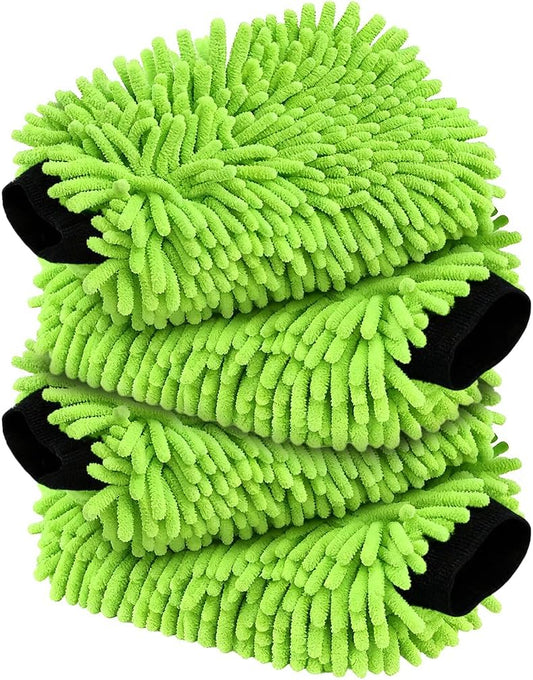 Car Wash Mitt Microfiber, Premium Chenille Microfiber Wash Car Mitts Sponge Scratch Free &