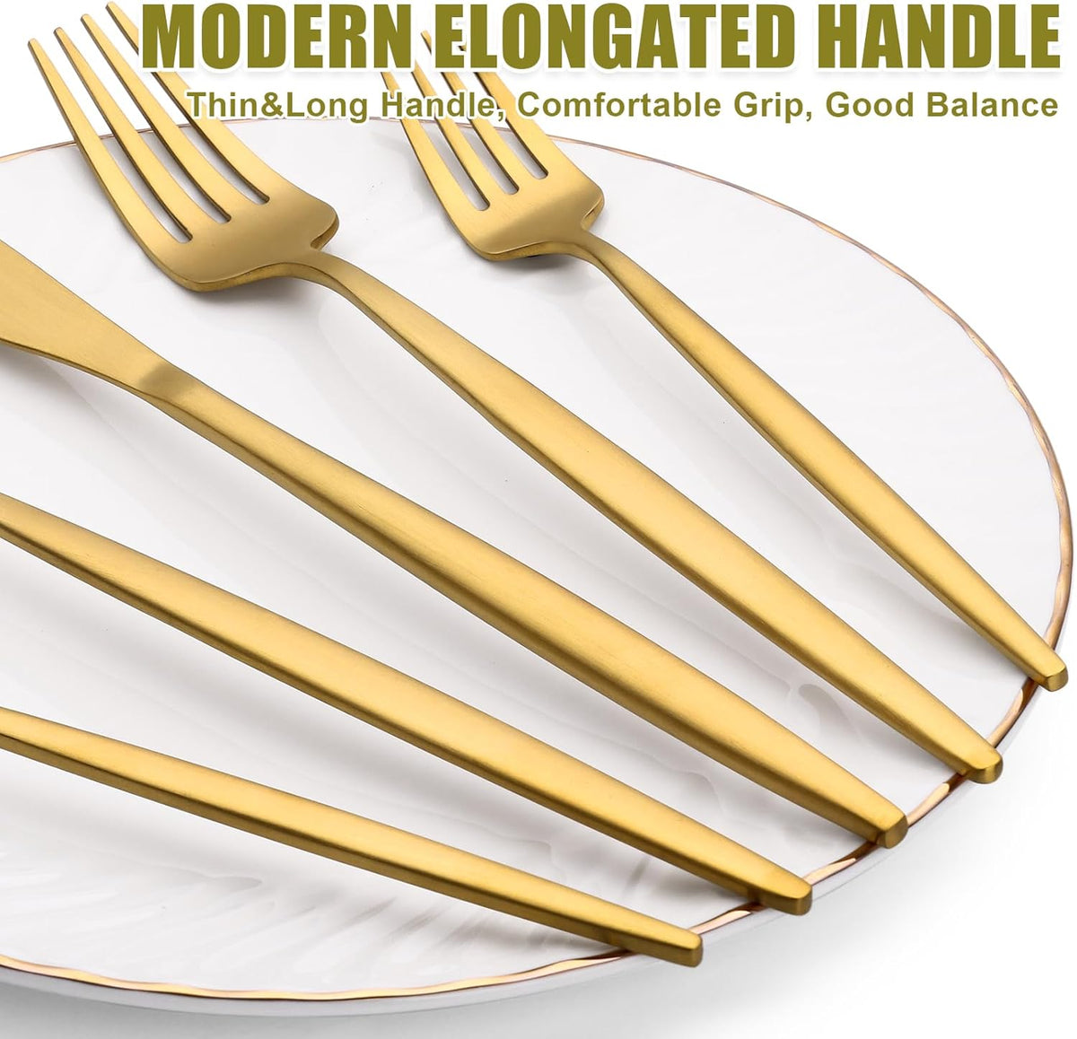 20 Piece Gold Silverware Set for 4, Terlulu Stainless Steel Flatware Set, Gold Cutlery Set Utensils
