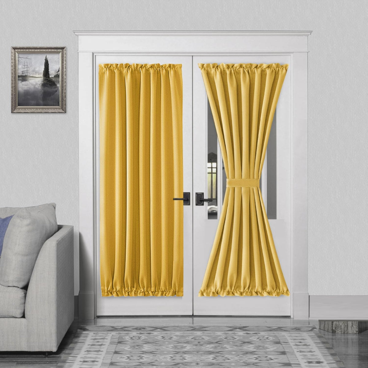 DWCN French Door Curtains – Rod Pocket Thermal Blackout Curtain for Doors with Glass Window