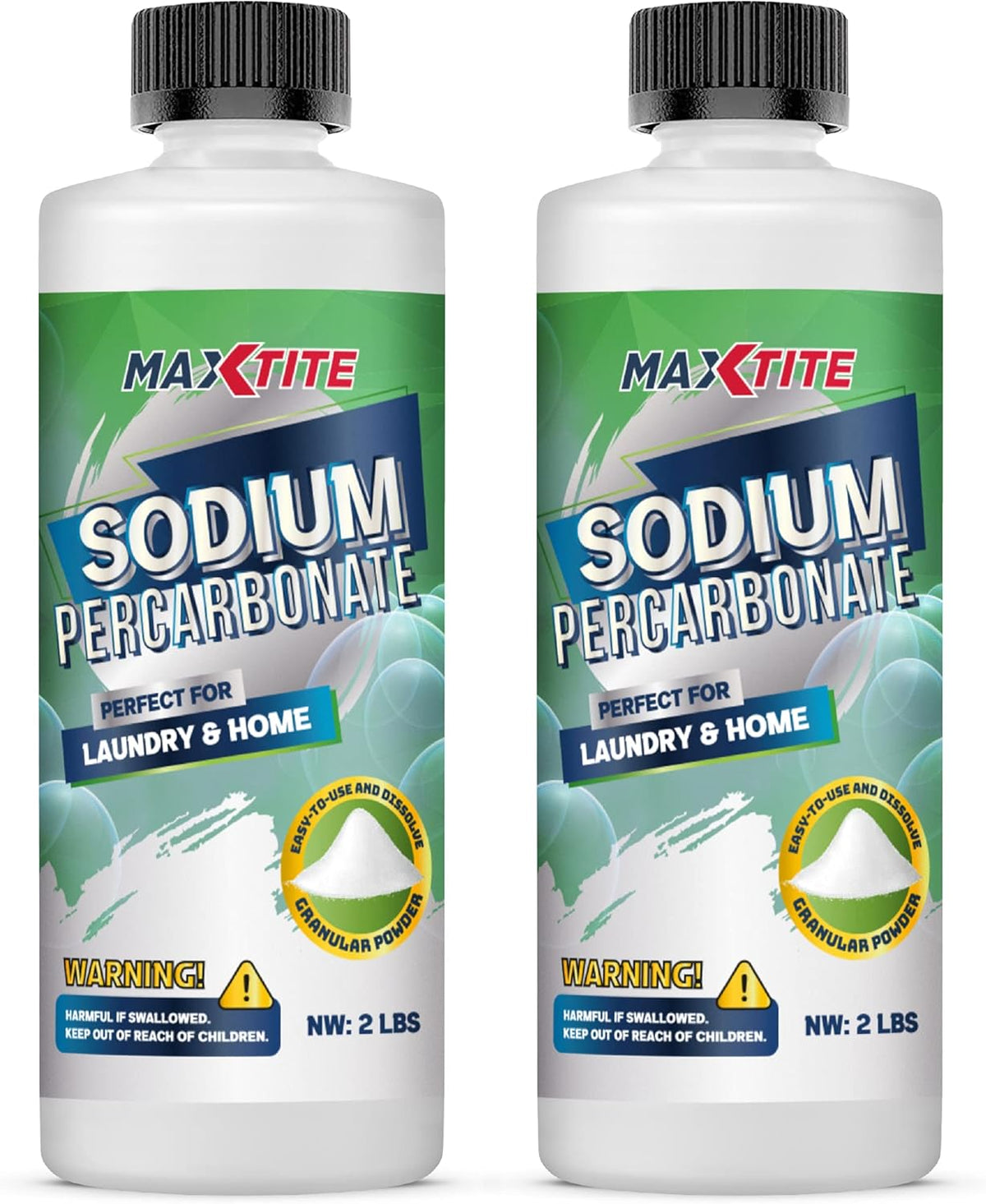 MAXTITE Sodium Percarbonate (4 lbs total - 2 pack of 2 lbs bottles) - 100% Pure - Solid Hydrogen