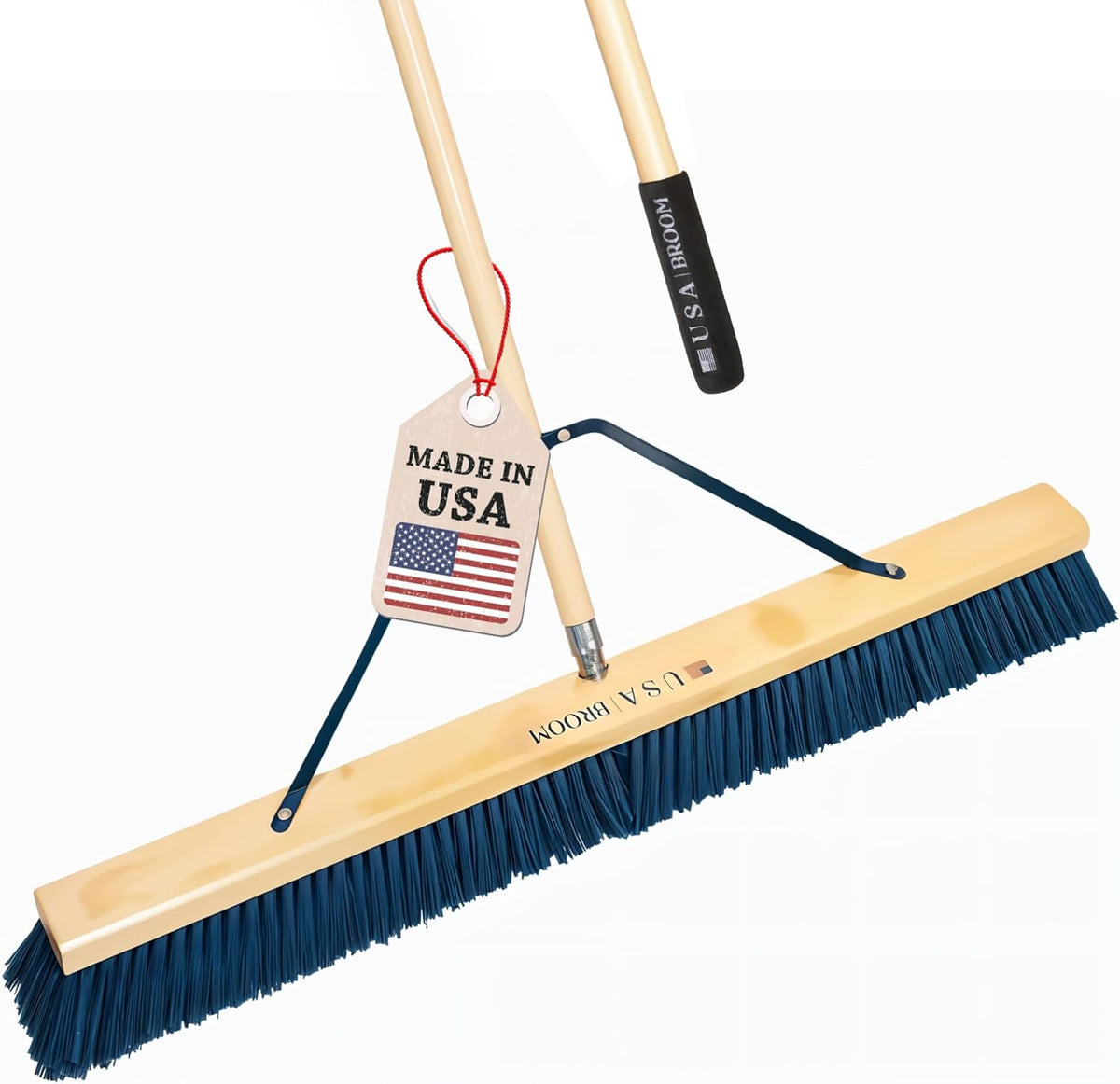 36" Heavy Duty Outdoor Push Broom with 60" Handle. Ideal for Ashpalt, Concrete & Heavy Debris.