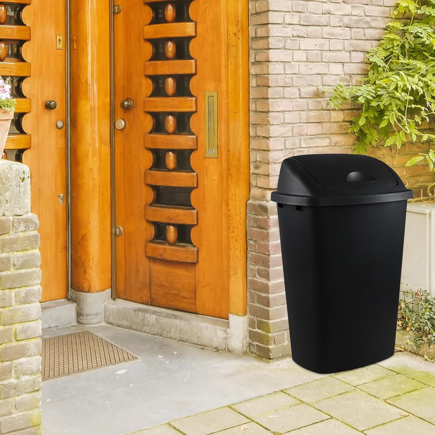 Teyyvn 13 Gallon Tall Kitchen Swing Lid Garbage Container, Set of 4 Plastic Trash Bin with Swing