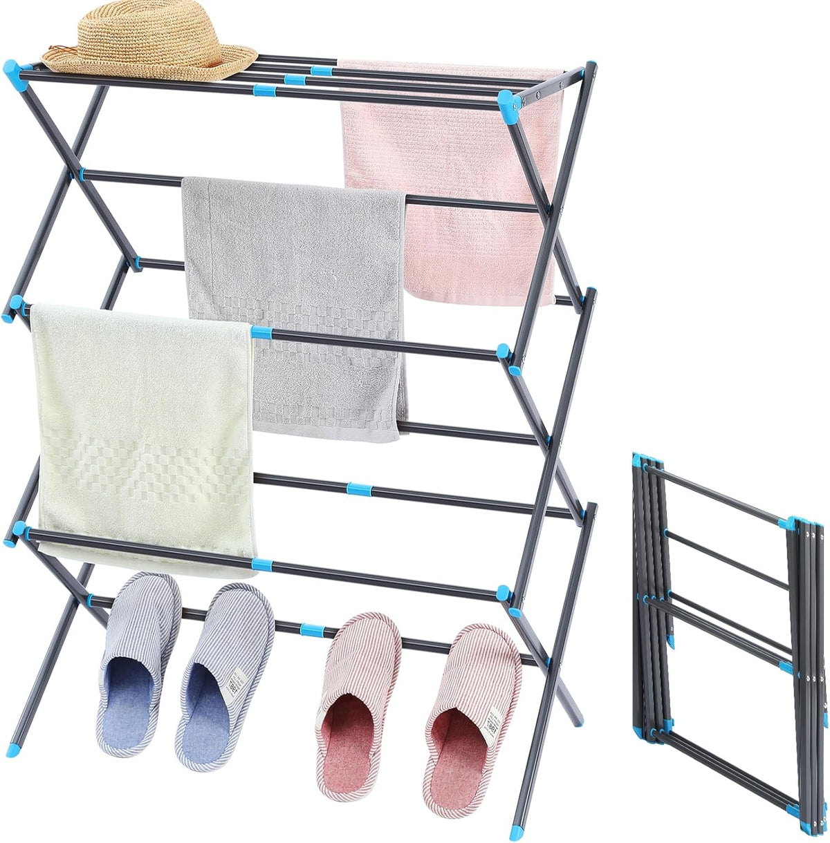 APEXCHASER Clothes Drying Rack, 3-Tier Laundry Drying Rack for Clothes, Expandable Metal Clothing