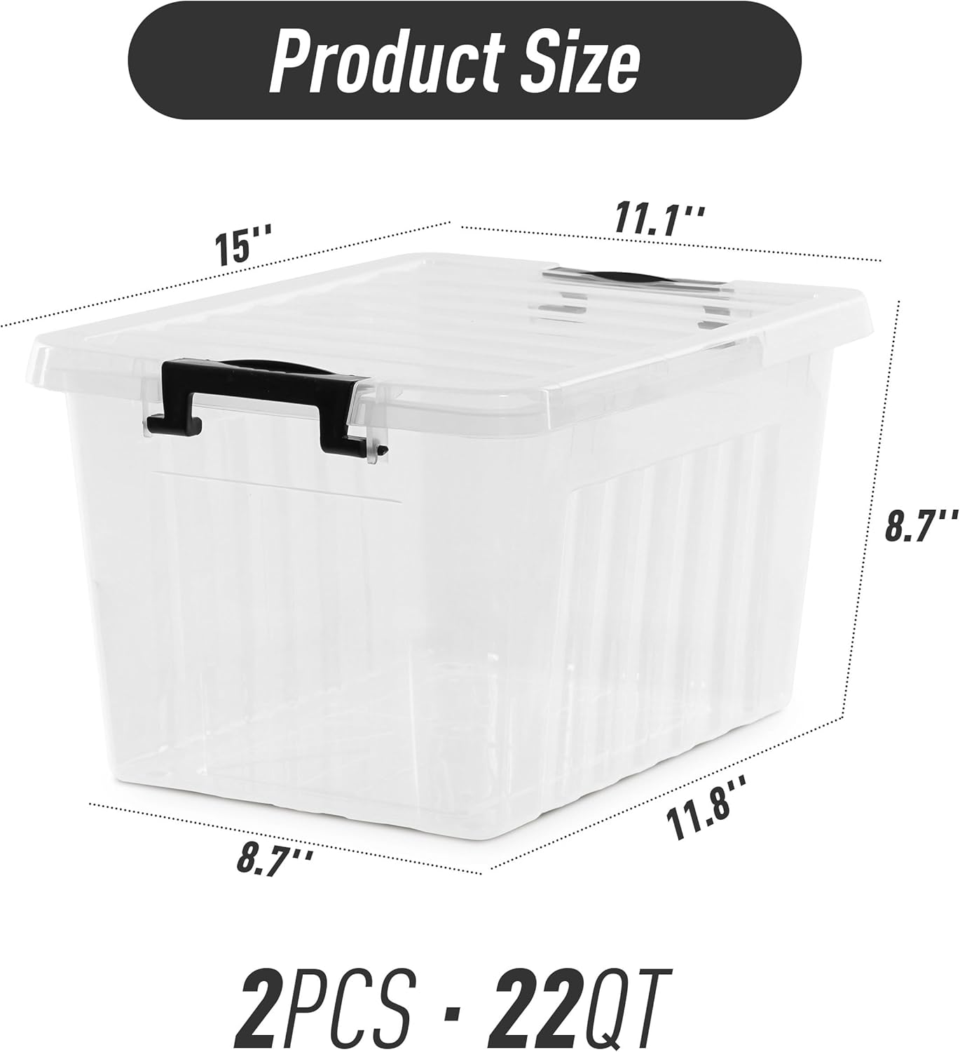 Citylife 22 QT Clear Plastic Storage Bins with Lids Stackable and Nestable Storage Boxes with Lids
