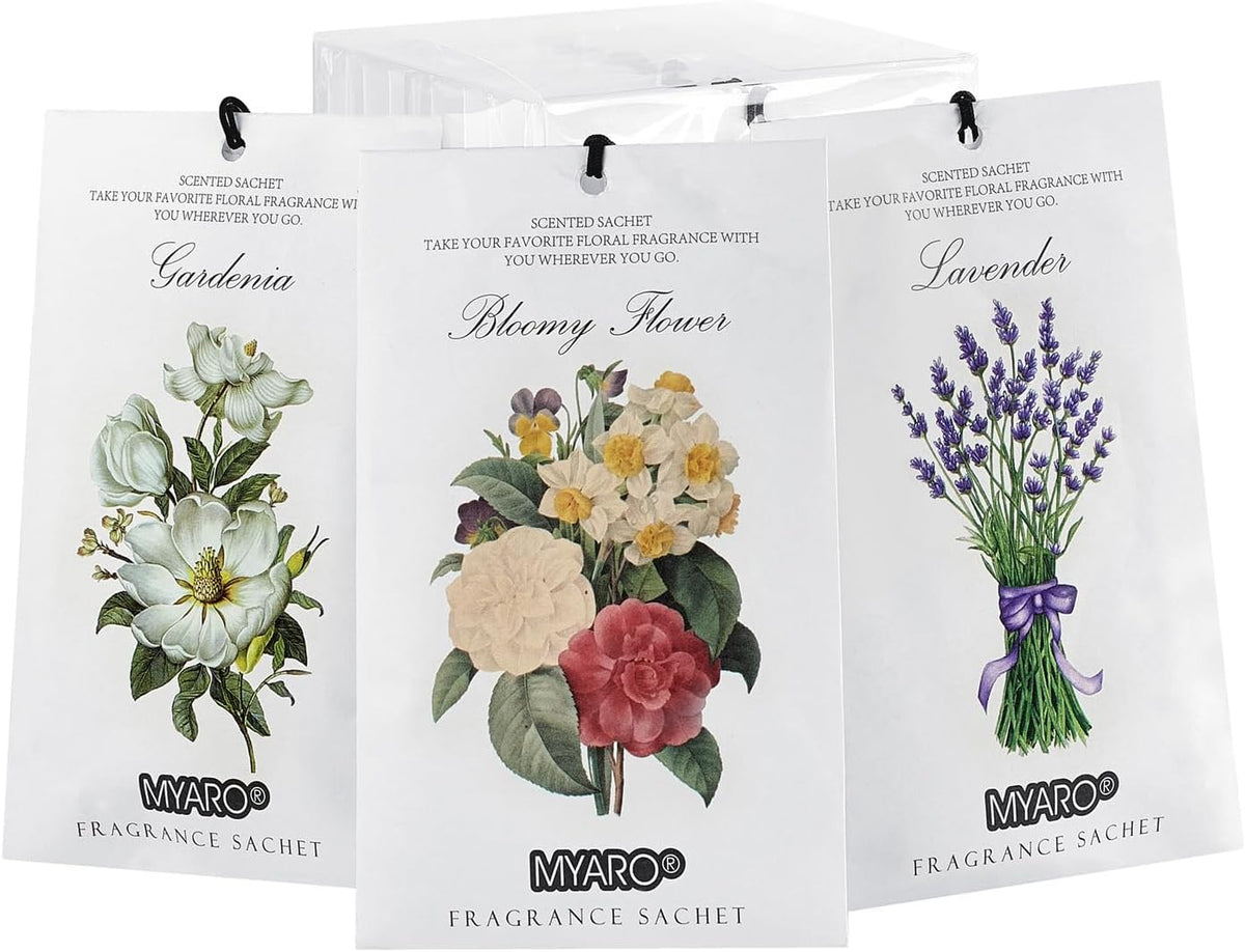 MYARO 12 Packs Scented Sachets for Drawer and Closet, Long-Lasting Potpourri Bags Closet Air