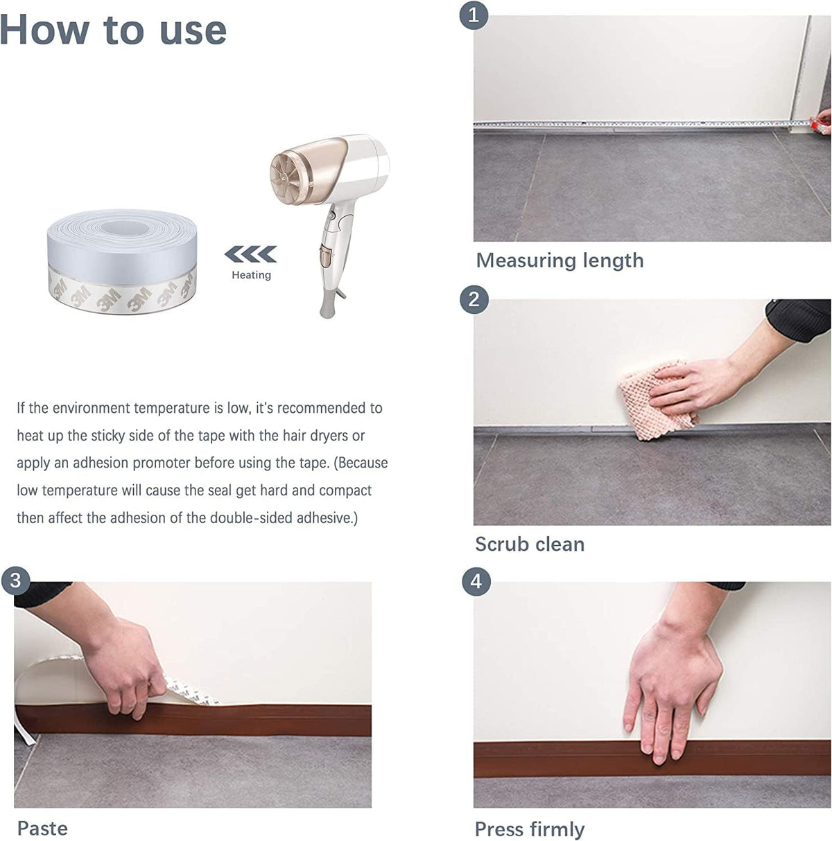 TAROSE Weather Stripping, 33 Feet Weather Stripping Door Seal Door Draft Stopper Shower Door Seal
