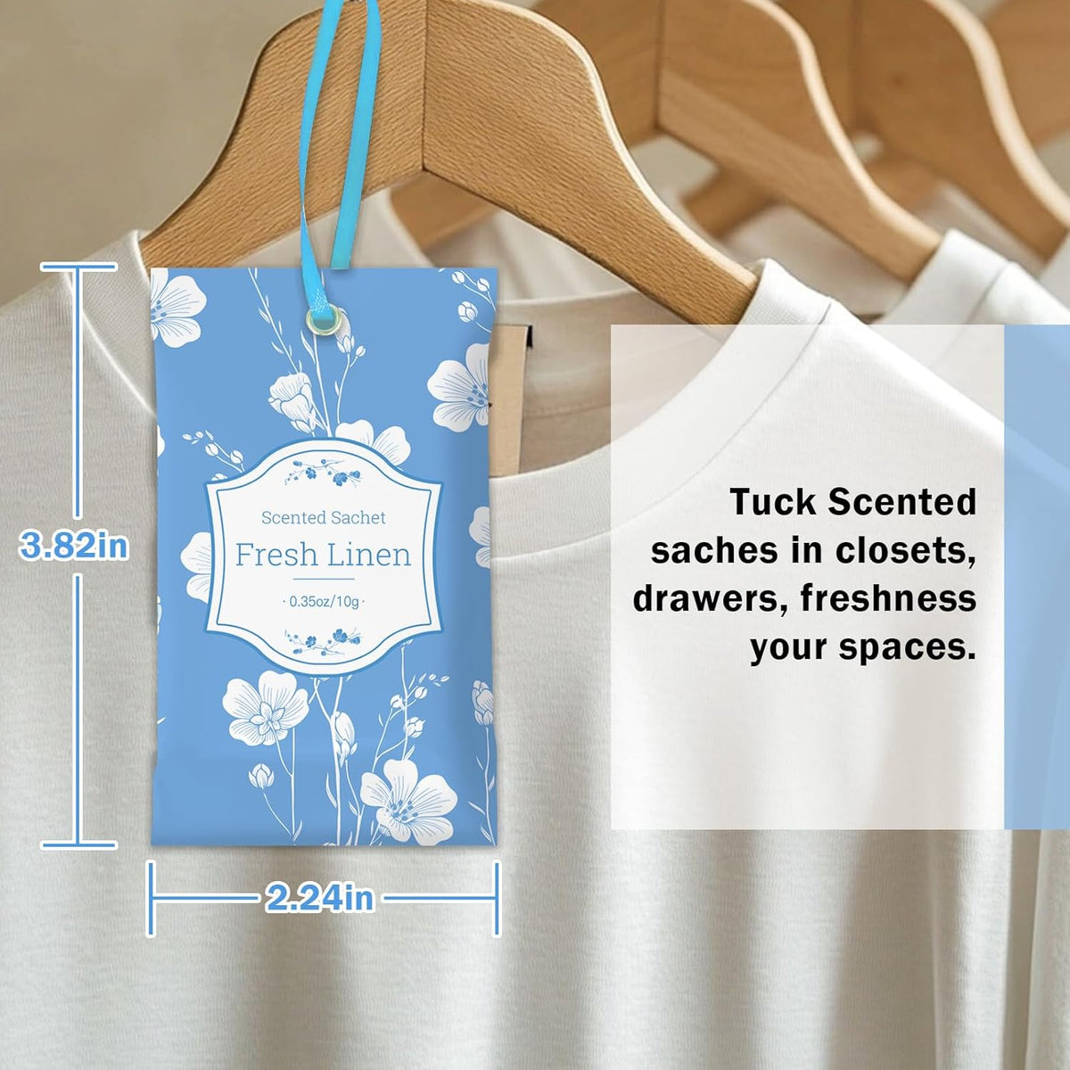 SCENTORINI Scented Sachets for Drawers and Closets, Linen Scent 14 Pack, Long-Lasting Sachets Bags