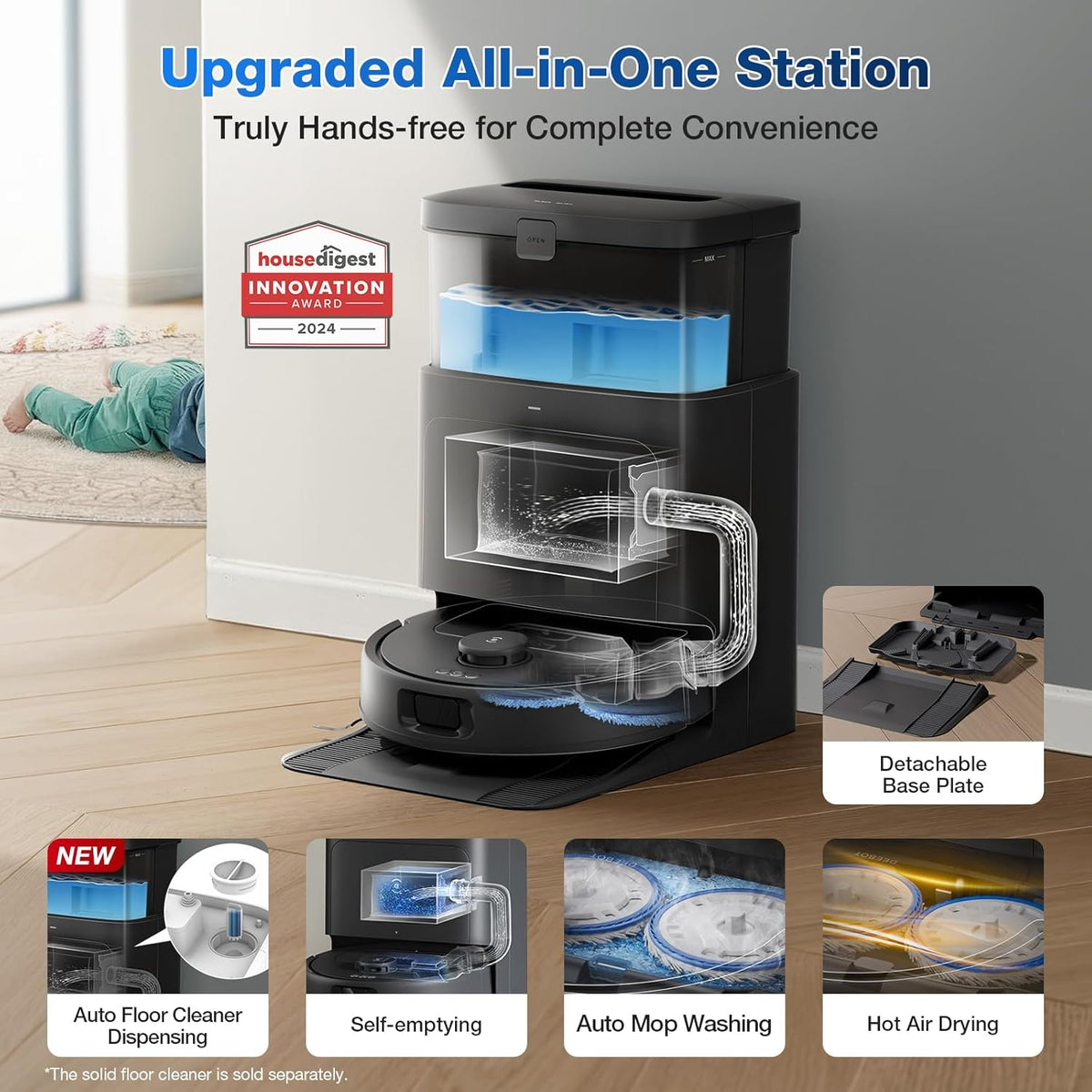 ECOVACS DEEBOT N30 Omni Robot Vacuum and Mop, 10000Pa Suction, TruEdge Adaptive Edge Mopping