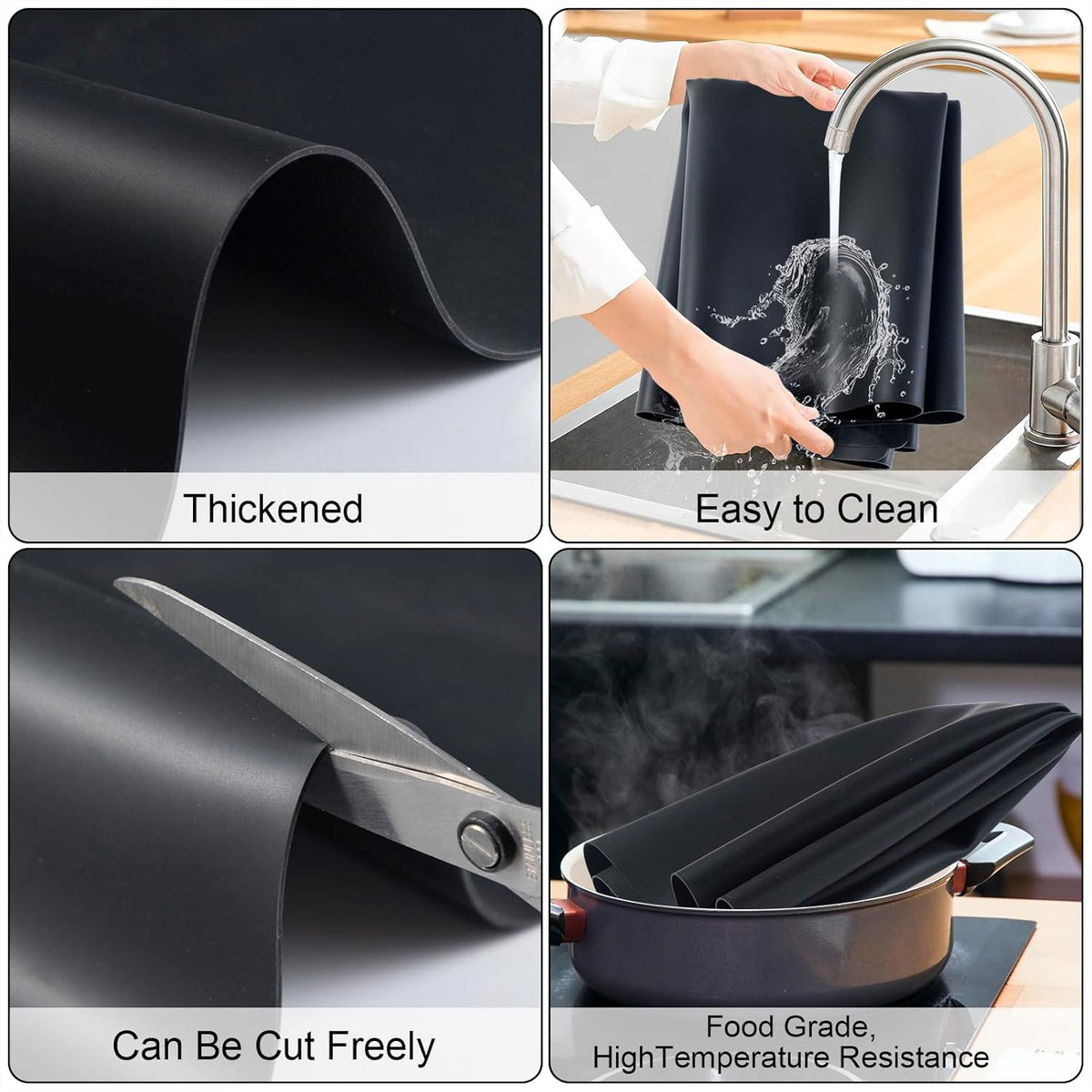 Food Grade Silicone Table Protector Mat 47x24 Inch, Heat Resistant Desk Pad for