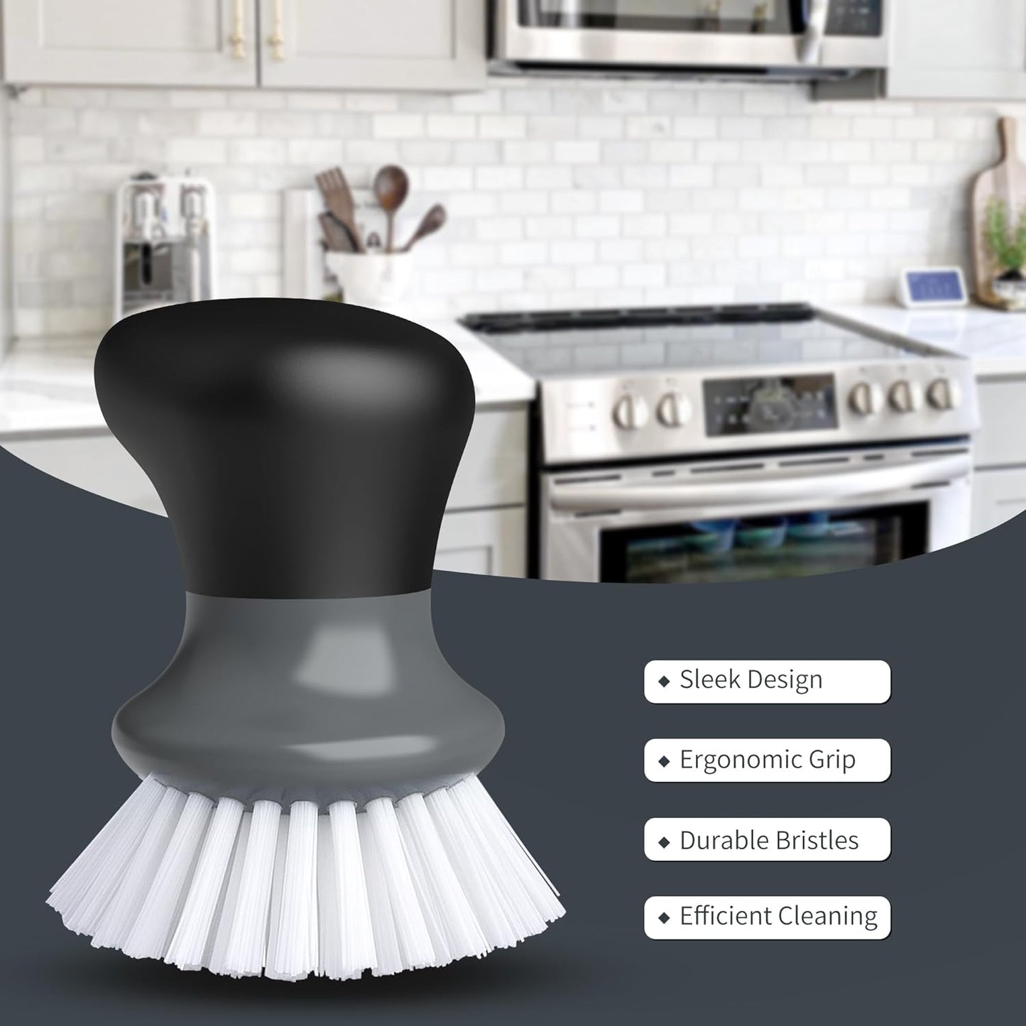 MR.SIGA Dish Scrub Brush, Palm Brush Dish Scrubber with Ergonomic Grip, Kitchen Brushes for Dishes