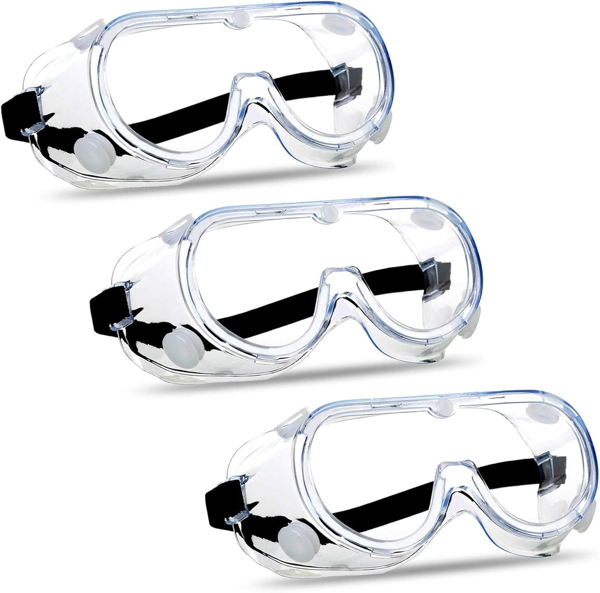 Super More 3PCS Anti-Fog Protective Safety Goggles Clear Lens Wide-Vision Adjustable Chemical