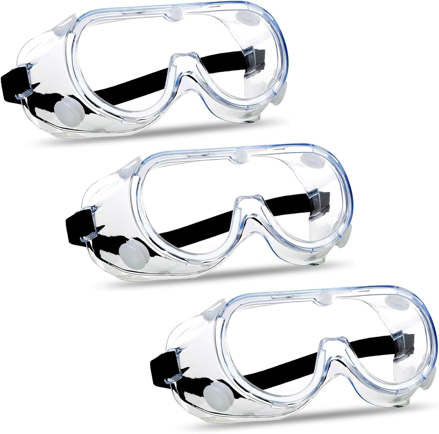 Super More 3PCS Anti-Fog Protective Safety Goggles Clear Lens Wide-Vision Adjustable Chemical