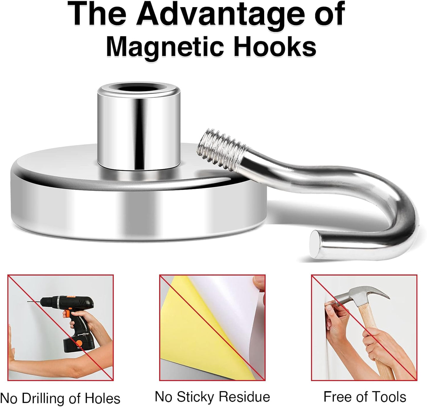 MIKEDE Magnetic Hooks, 80Lbs+ Heavy Duty Magnetic Hooks for Cruise Cabins, Super Neodymium Hanging
