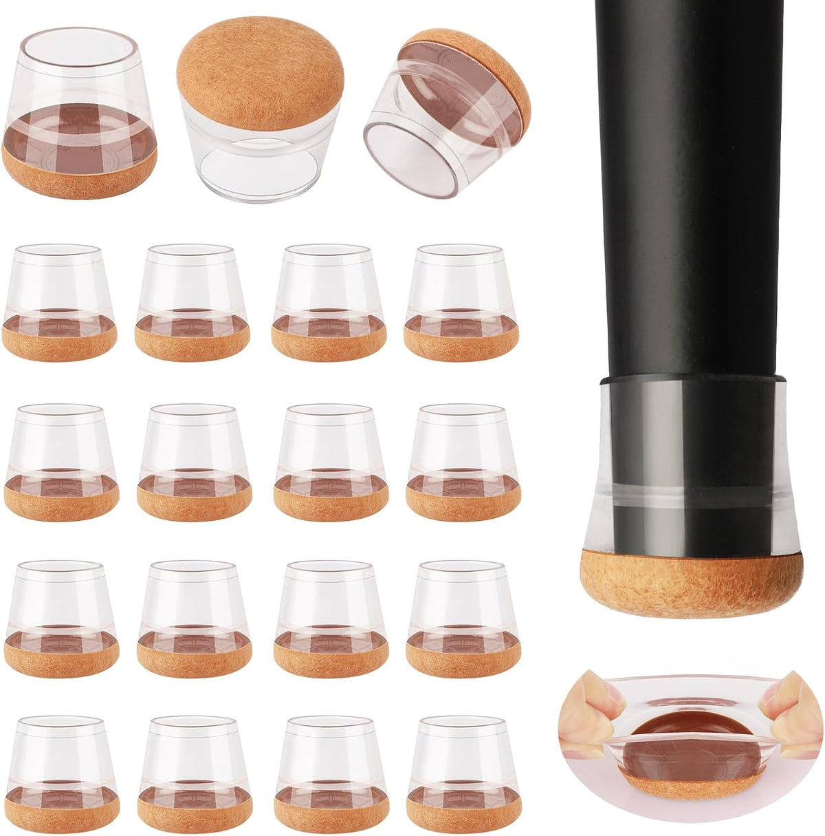 16 Pcs New Small Chair Leg Protectors for Hardwood Floors, Silicone Chair Leg Floor Protectors