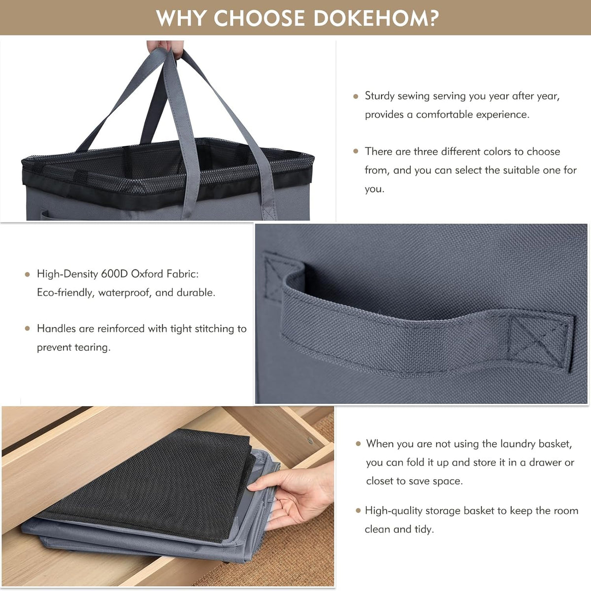 DOKEHOM 90L X-Large Laundry Basket with Removable Wash Bag on Wheels, Collapsible Rolling Laundry