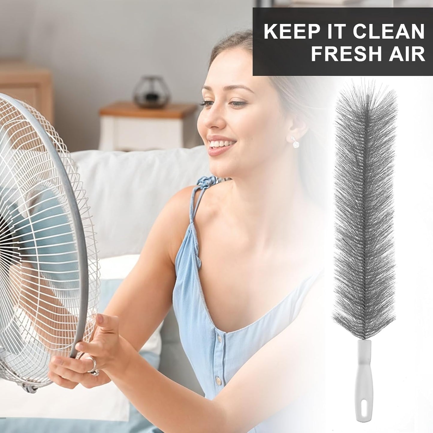 2 Pcs Fan Cleaner Brushes, Bendable Fan Cleaning Brush Cobweb Duster Set Microfiber Head Washable