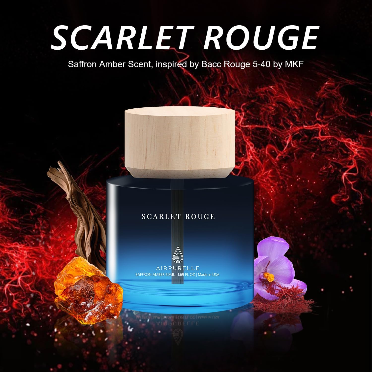 Car Air Freshener for Men & Women – Long-Lasting Saffron Amber Essential Oil Diffuser for Car Cup