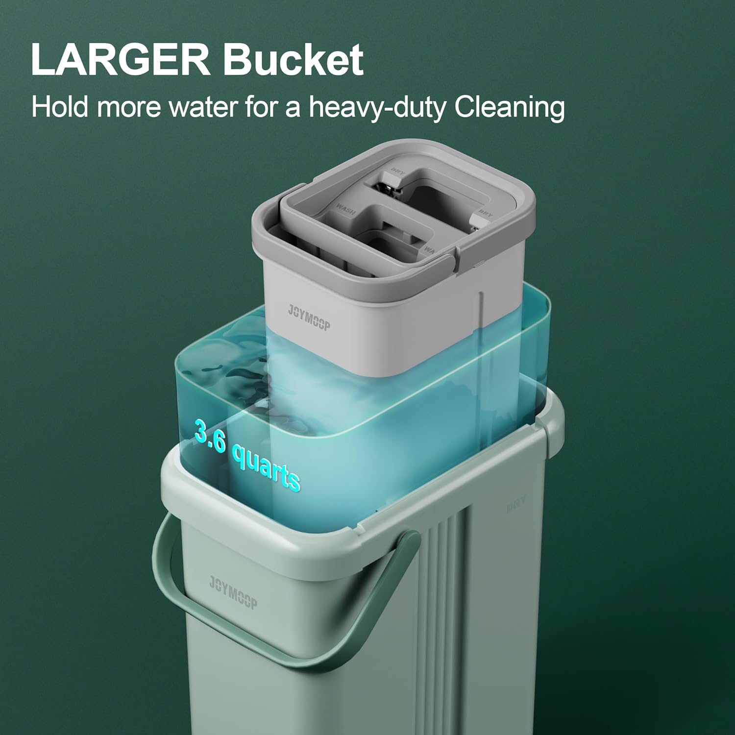 JOYMOOP Mop and Bucket with Wringer Set, Flat Squeeze Mop with Bucket (X-Large), Dust Mop for Wall