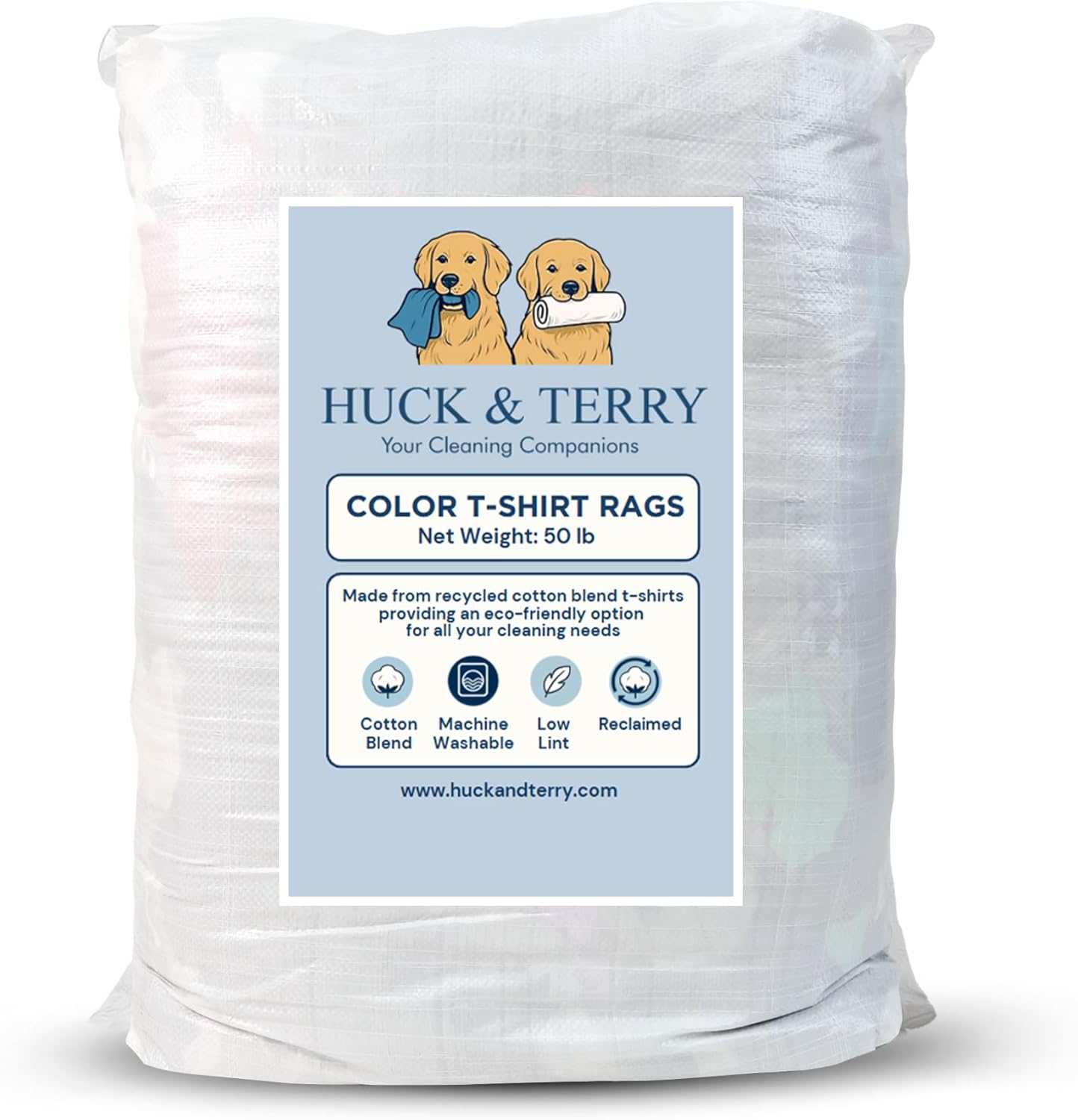 Huck & Terry Tshirt Bag of Rags Multicolored (50LB), Cotton Blend, Paint Cloth and Multipurpose