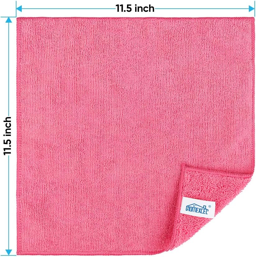 HOMEXCEL Pink Microfiber Cleaning Cloth, 12 Pack Premium Microfiber Towels for Cars, Lint Free