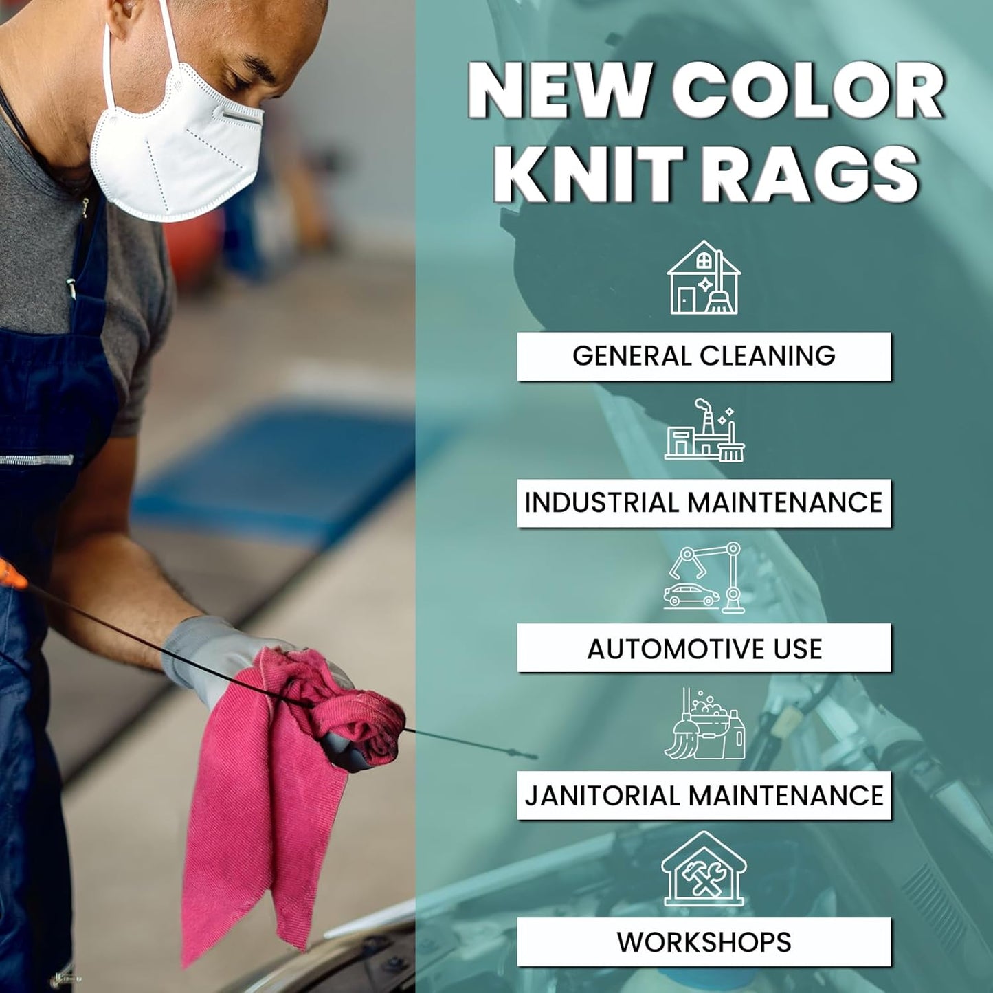 Premium Color Knit Cleaning Rags (4 lb. Bag - Pack of 6) – Shop Rags Bulk for Workshops, Mechanics