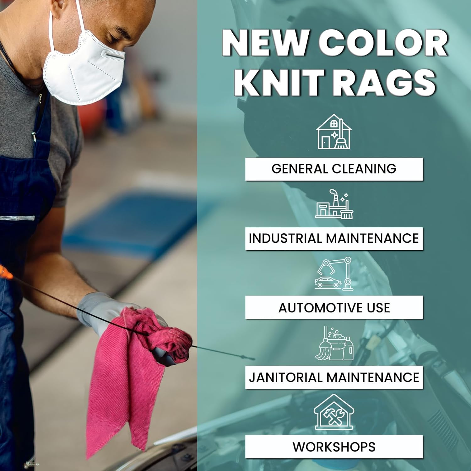 Premium Color Knit Cleaning Rags (25 lbs. Bag) – Shop Rags Bulk for Workshops, Mechanics, Painters