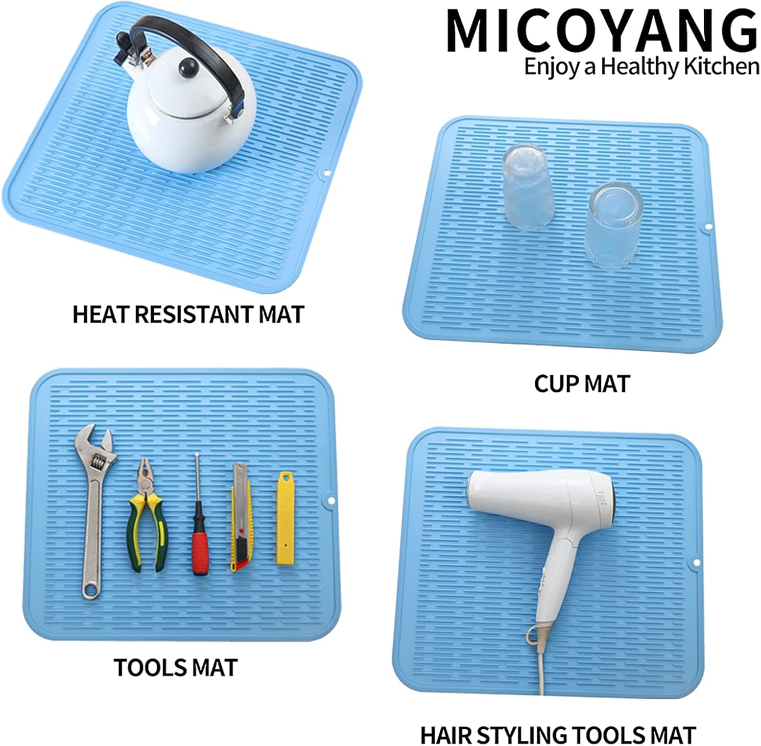 Silicone Dish Drying Mat for Multiple Usage,Easy clean,Eco-friendly,Heat-resistant Silicone Mat for