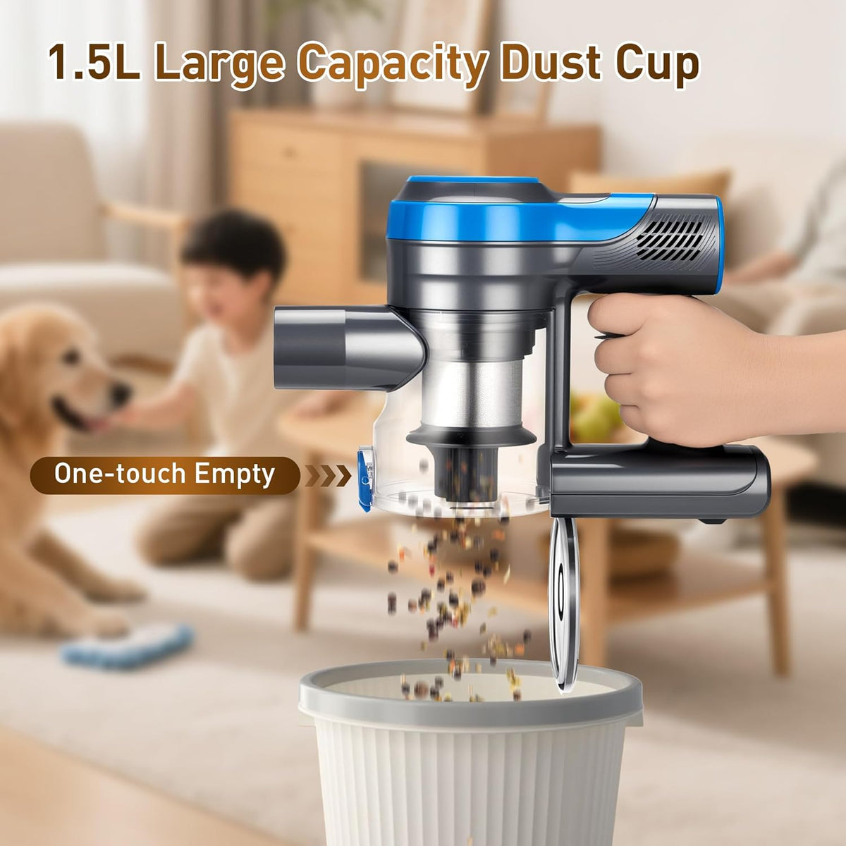 250W 25KPa Suction Cordless Vacuum Cleaner, 6-in-1 Lightweight Stick Vacuum with LED Display, 45