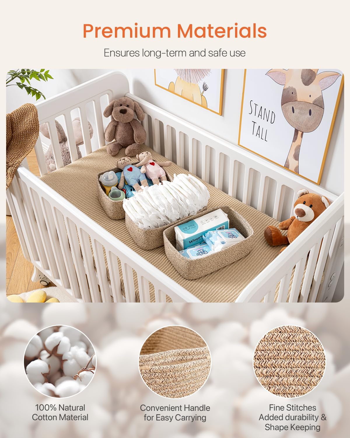 Small Woven Basket, 12 x 8 x 4.5 Inches, Storage Basket for Organizing, Cute Small Rope Shelf