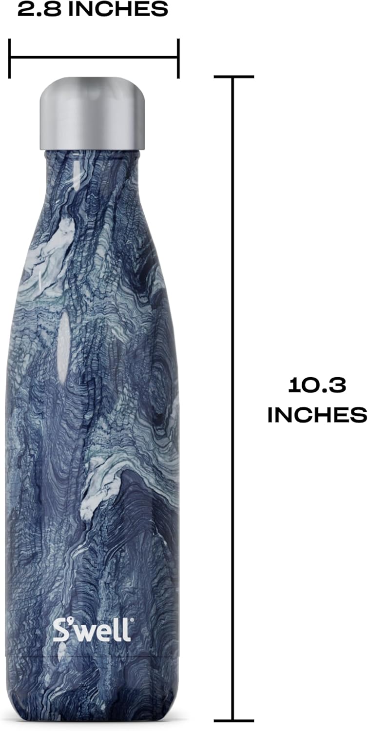 S'well Stainless Steel Water Bottle, 17oz, Azurite Marble, Triple Layered Vacuum Insulated