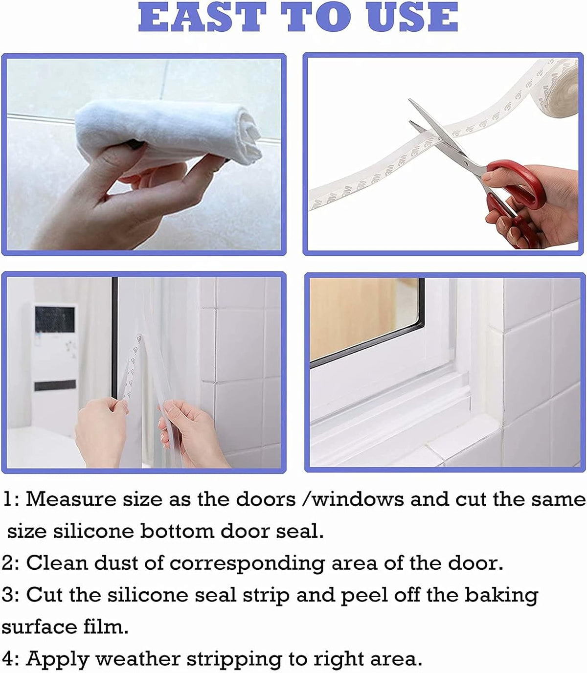 Weather Stripping Door Seal Strip,Door Strip Bottom for Doors Silicone Sealing Sticker Adhesive for