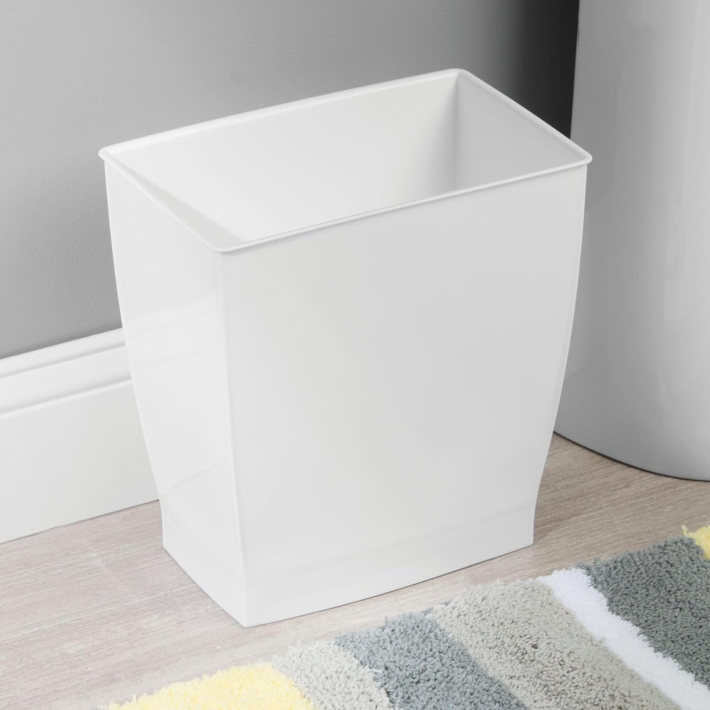 iDesign,Plastic Spa Rectangular Trash, Waste Basket Garbage Can for Bathroom, Bedroom, Home Office