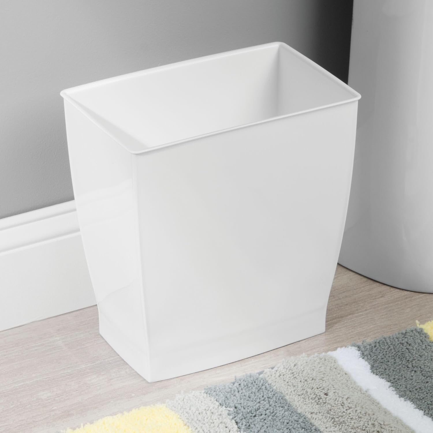 iDesign,Plastic Spa Rectangular Trash, Waste Basket Garbage Can for Bathroom, Bedroom, Home Office