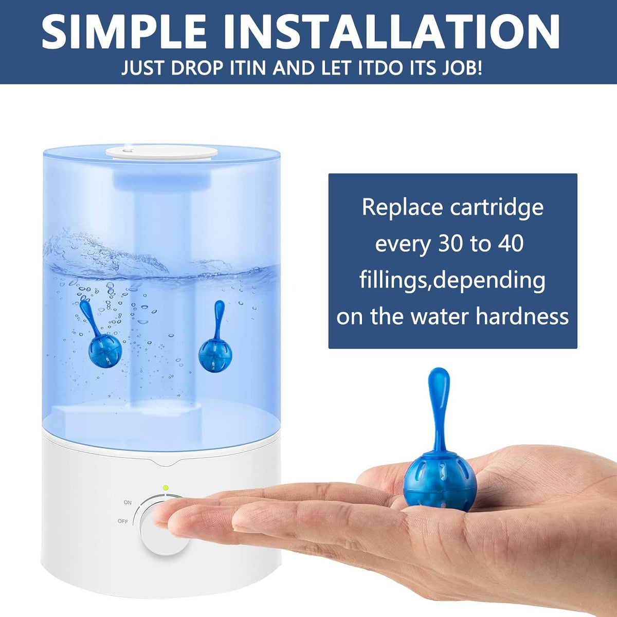 Humidifier Tank Cleaner, Raipoment Demineralization Cleaning Ball, Compatible with Mist