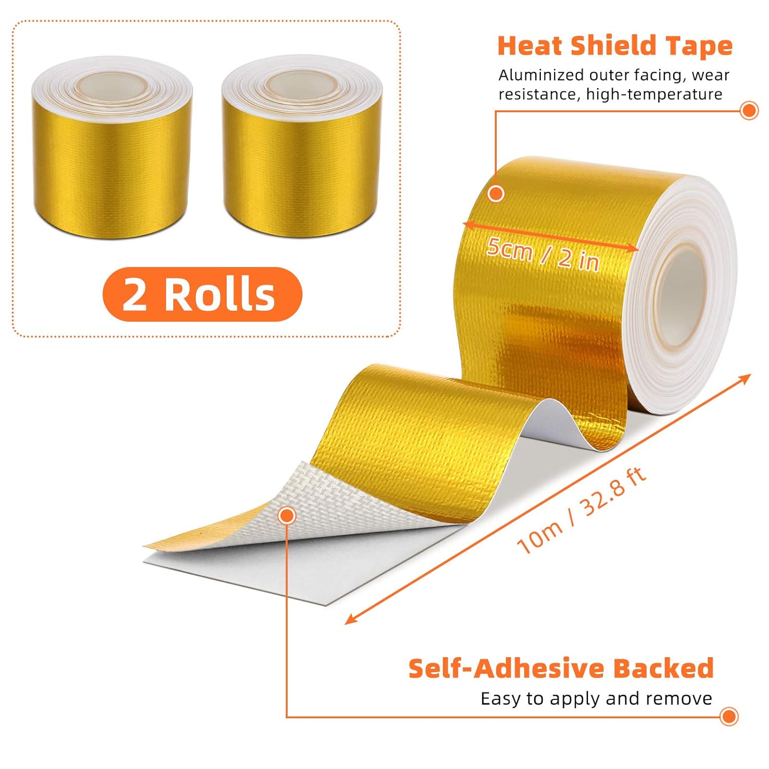Zonon 2 Rolls Aluminum Foil Tape Heat Shield Tape Barrier Adhesive Reflective Fiberglass Thermal