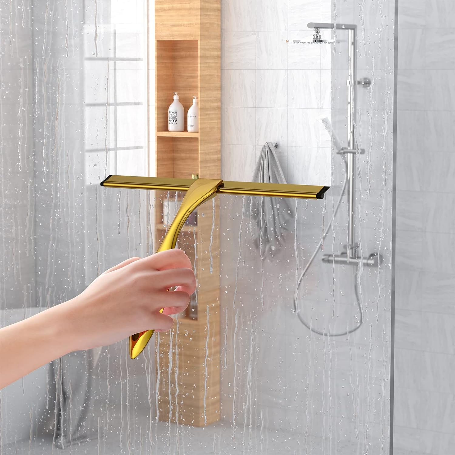 Shower Squeegee and Window Squeegee, Stainless Steel, 100% Streak-Free, Cleaner for Bathroom