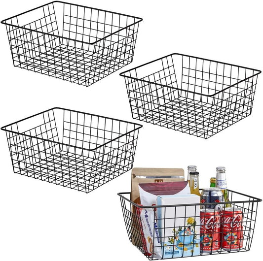 Kitchen Wire Baskets Farmhouse Decor Metal Food Storage Organizer,Household Refrigerator Bin with