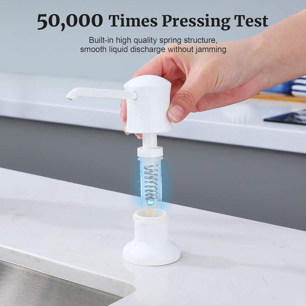 Sink Soap Dispenser for Kitchen Sink White Upgrade with 40" Silicone Extension Tube Kit, Connect to