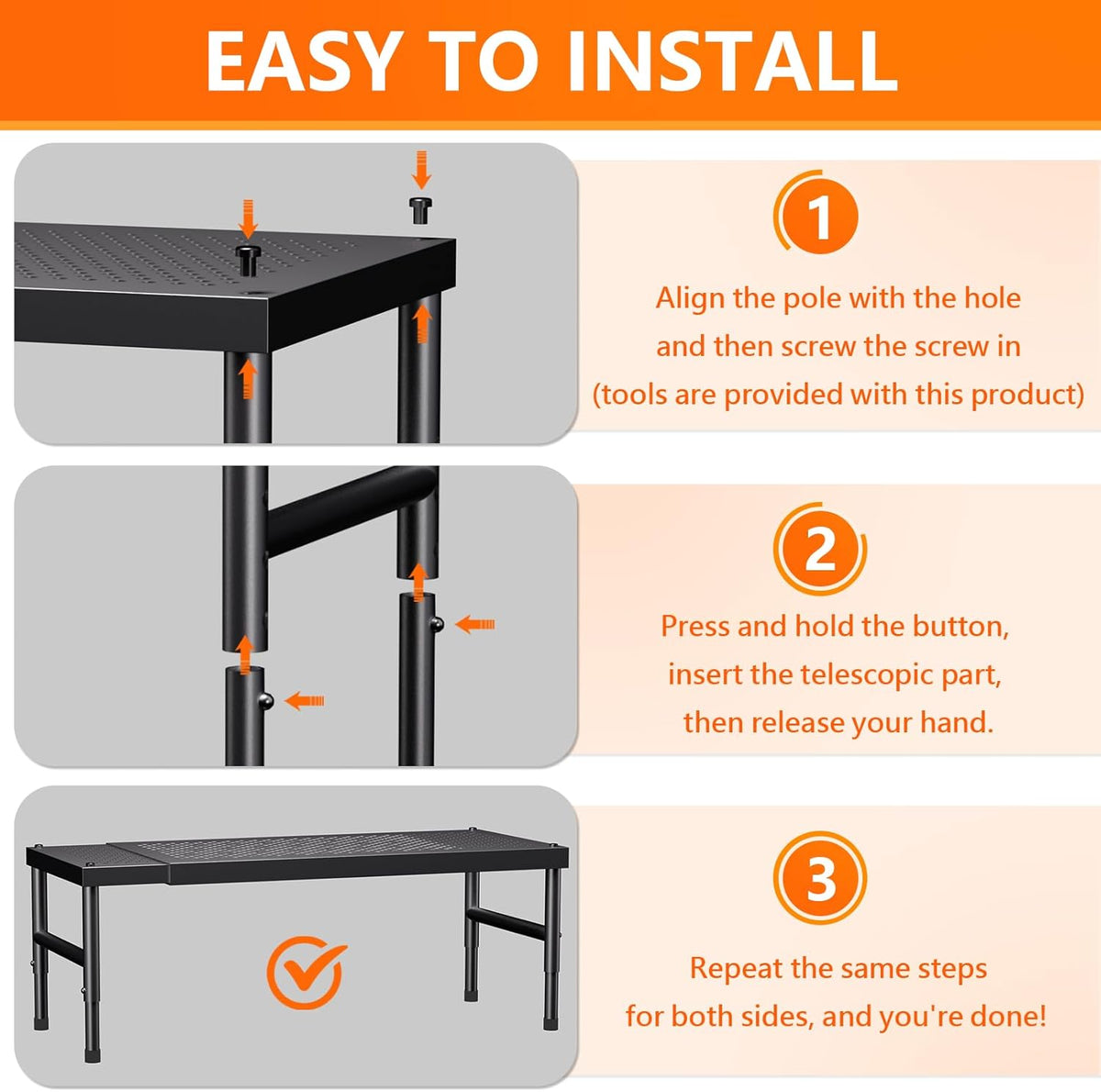 Expandable adjustable stackable kitchen organizer,Spice Racks,Counter Shelf for Cabinets,Small