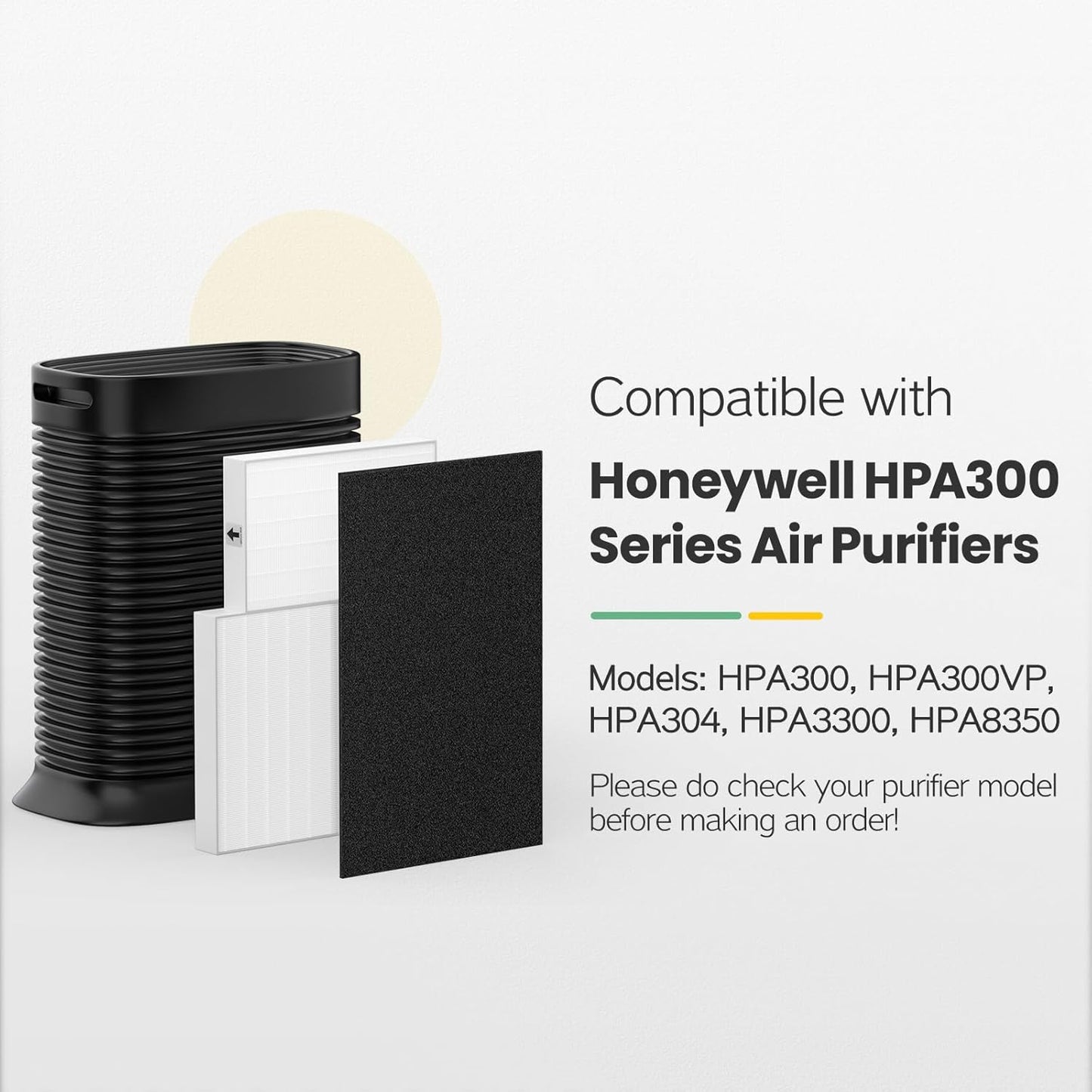HPA300 HEPA Filter Replacement Compatible with Honeywell Air Purifier HPA300 Series, HPA300