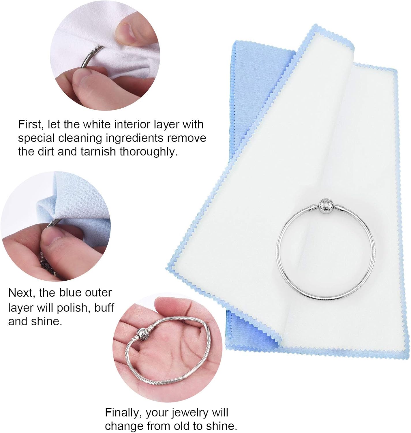 SEVENWELL Silver Polishing Cloth, Jewelry Cleaner Cloth for Sterling Silver Jewelry, Gold
