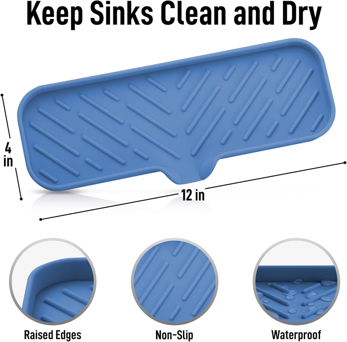 Zulay Large Silicone Sponge Holder (12x4) – Flexible Sink Organizer Tray for Kitchen & Bathroom