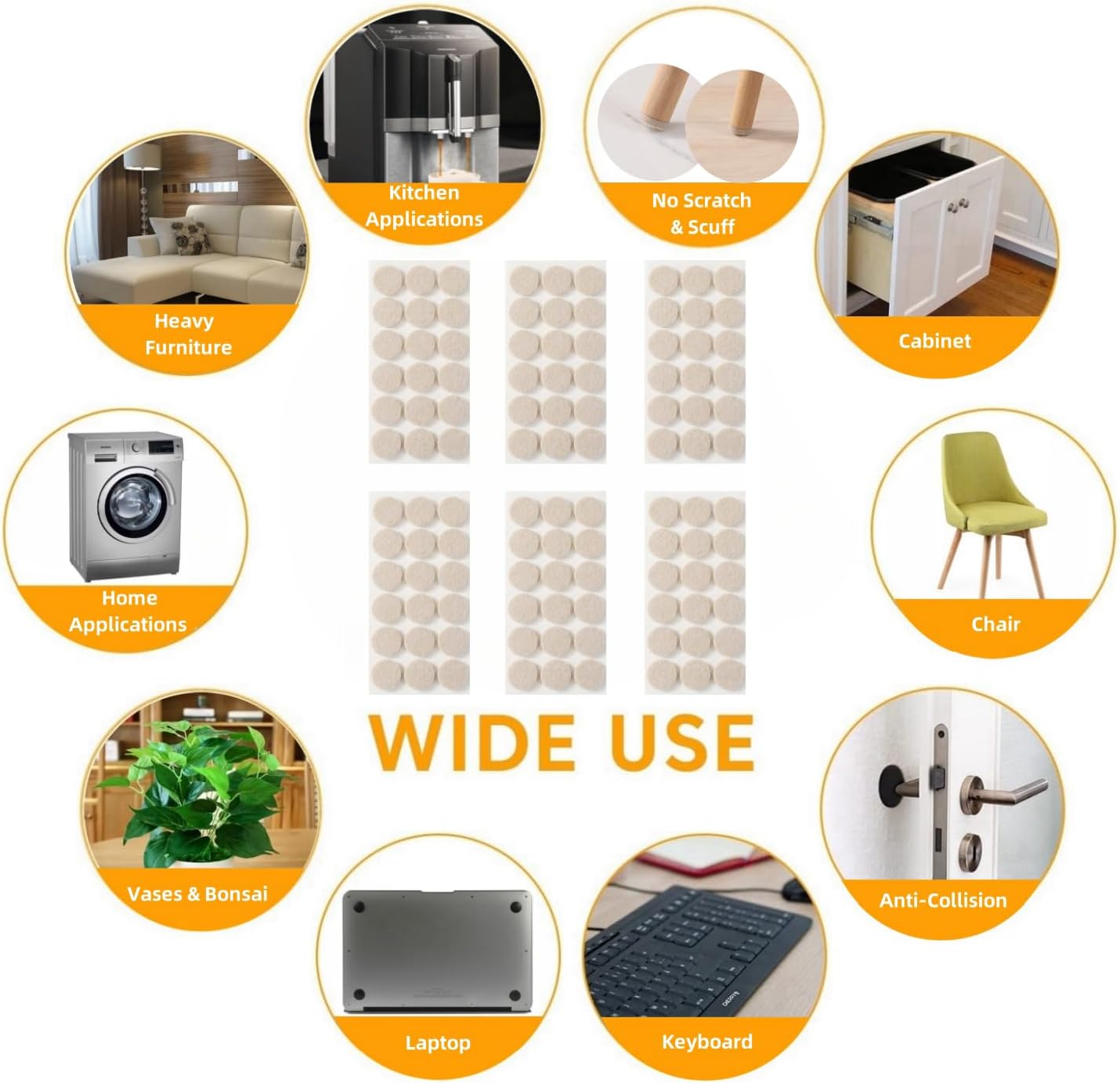 Furnigear Felt Furniture Pads for Hardwood Floors - Self Adhesive Chair Felt Pads, Floor Protector