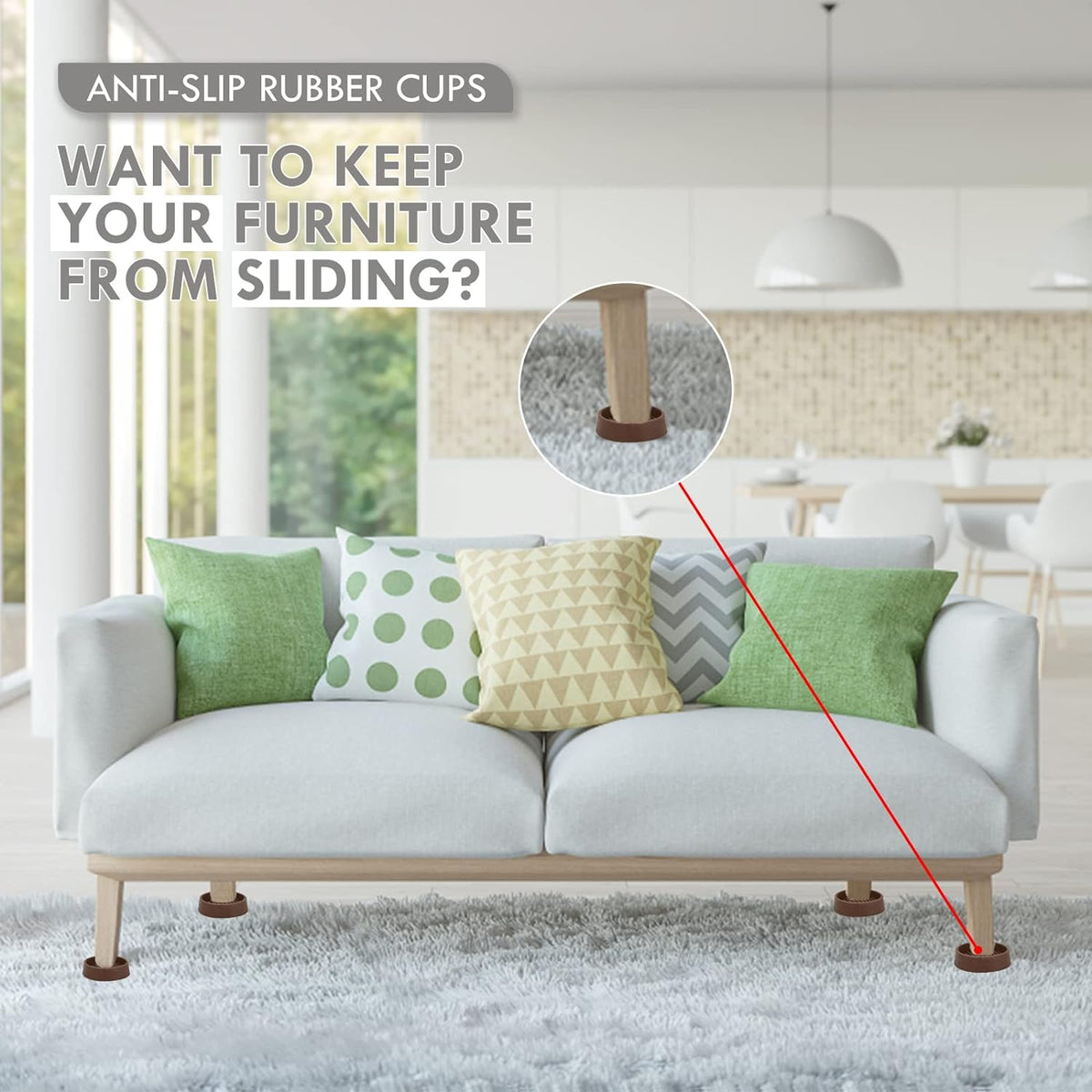 4X4 Round Rubber Caster Cups, Non Slip Furniture Pads, Anti-Slip Gripper, Anti Skid Furniture Feet