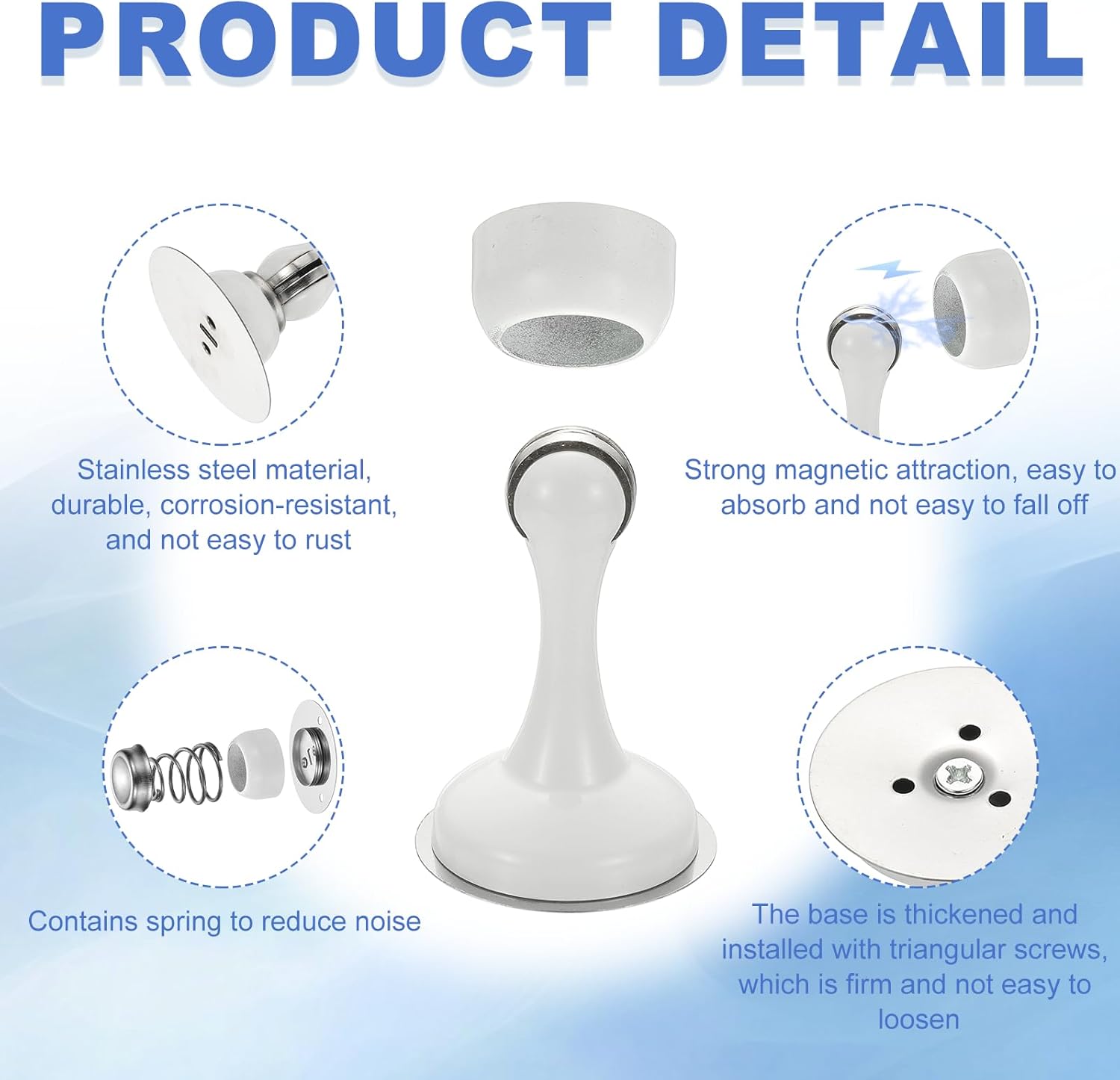 uxcell Magnetic Door Stopper, Stainless Steel Heavy Duty Door Holder, No Drilling Doors Knob Wall
