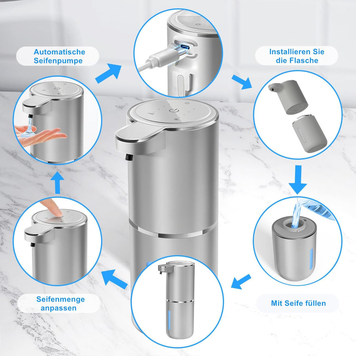 Automatic Liquid Soap Dispenser Bathroom Kitchen Dish Liquid Body Shampoo Shower Gel Hand Free