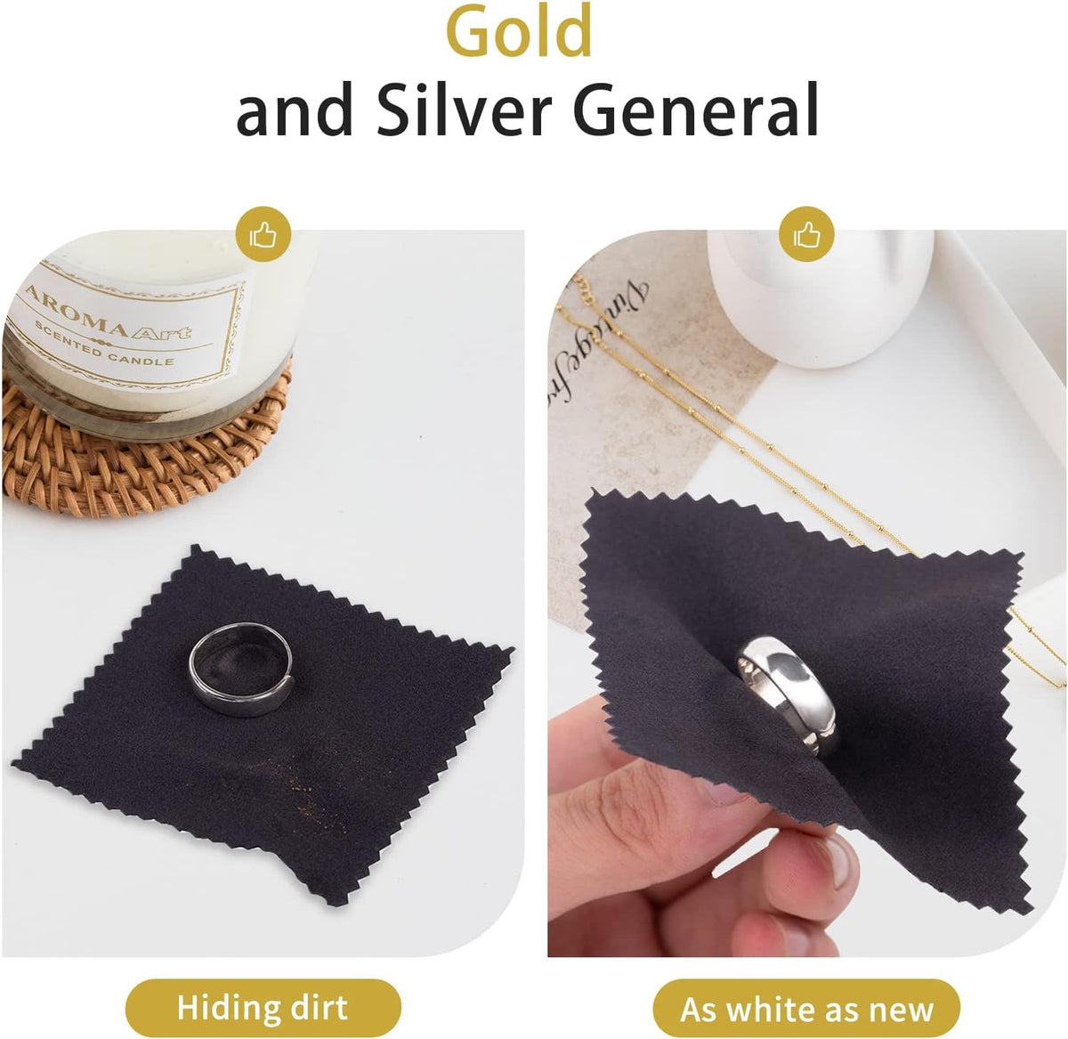 CATIFLIN 100pcs Premium Jewelry Cleaning Cloth, Silver Polishing Cloth Individually Wrapped, for